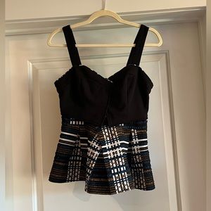 Deletta at Anthropologie Nathalie Mixed-Media Peplum Top Sz S